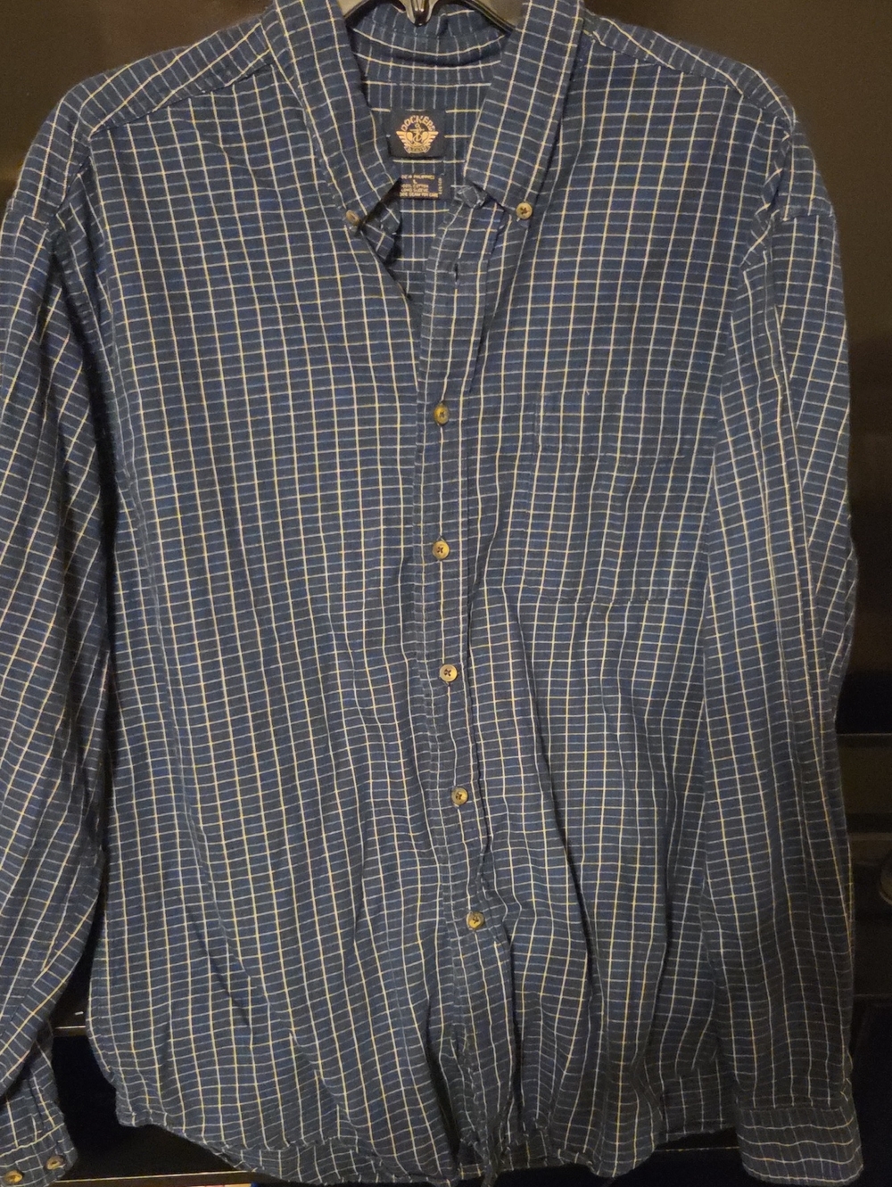 Dockers Navy Blue Windowpane Long-Sleeve Button-Down Shirt